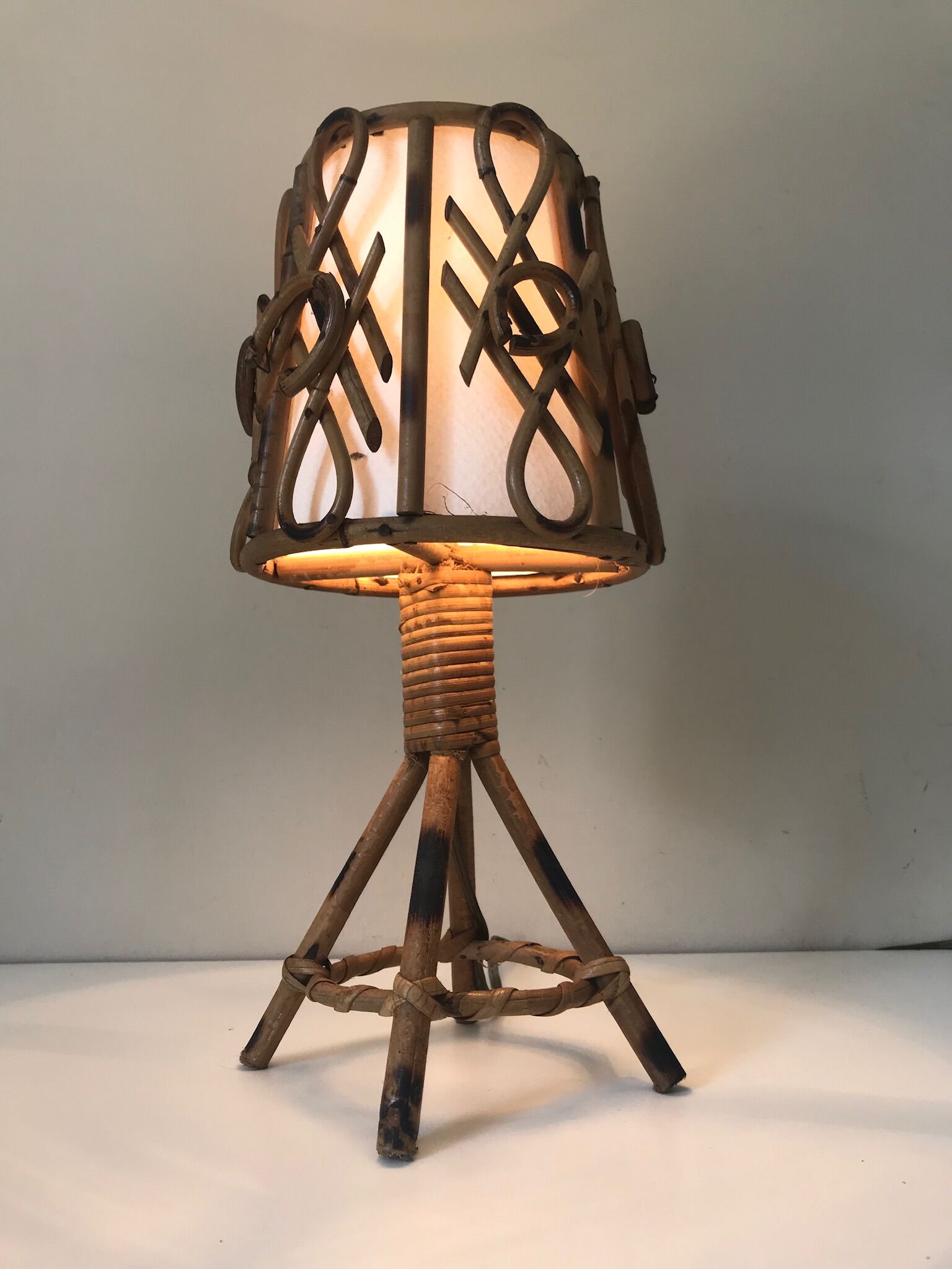 Vintage rattan lamp years 60