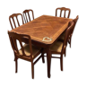 Table à manger vintage en bois massif et 6 chaises