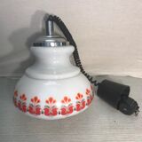 Old monte kitchen hanging white opaline drop vintage orange drawing