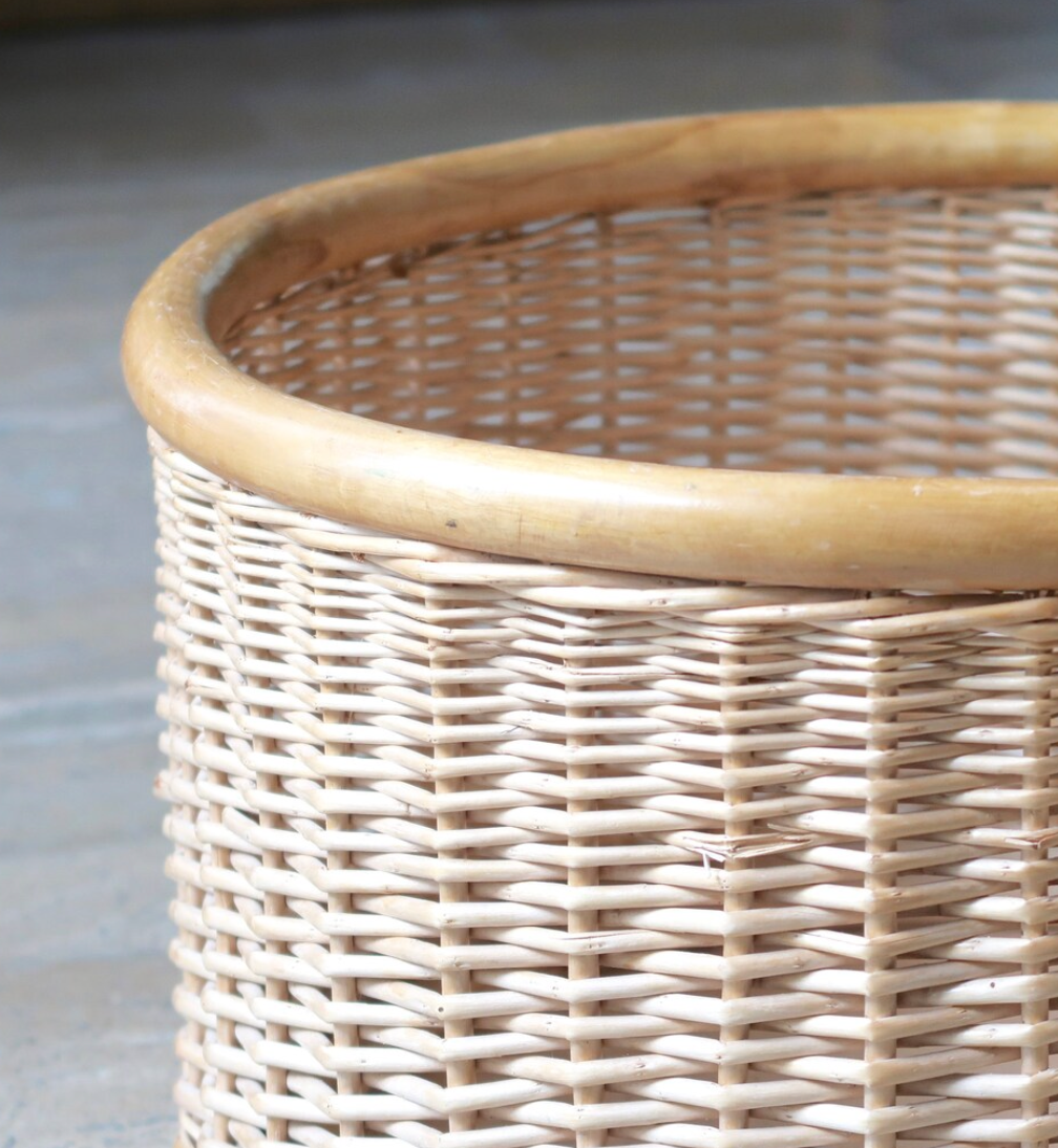 Cylindrical rattan pot cover, 70s