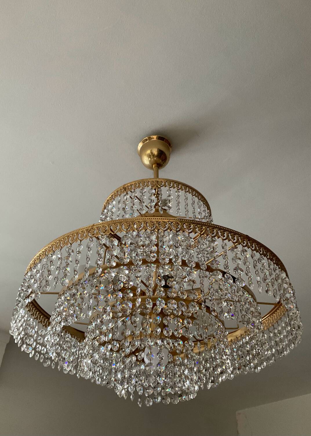 Vintage Crystal Tassel Cascade Chandelier