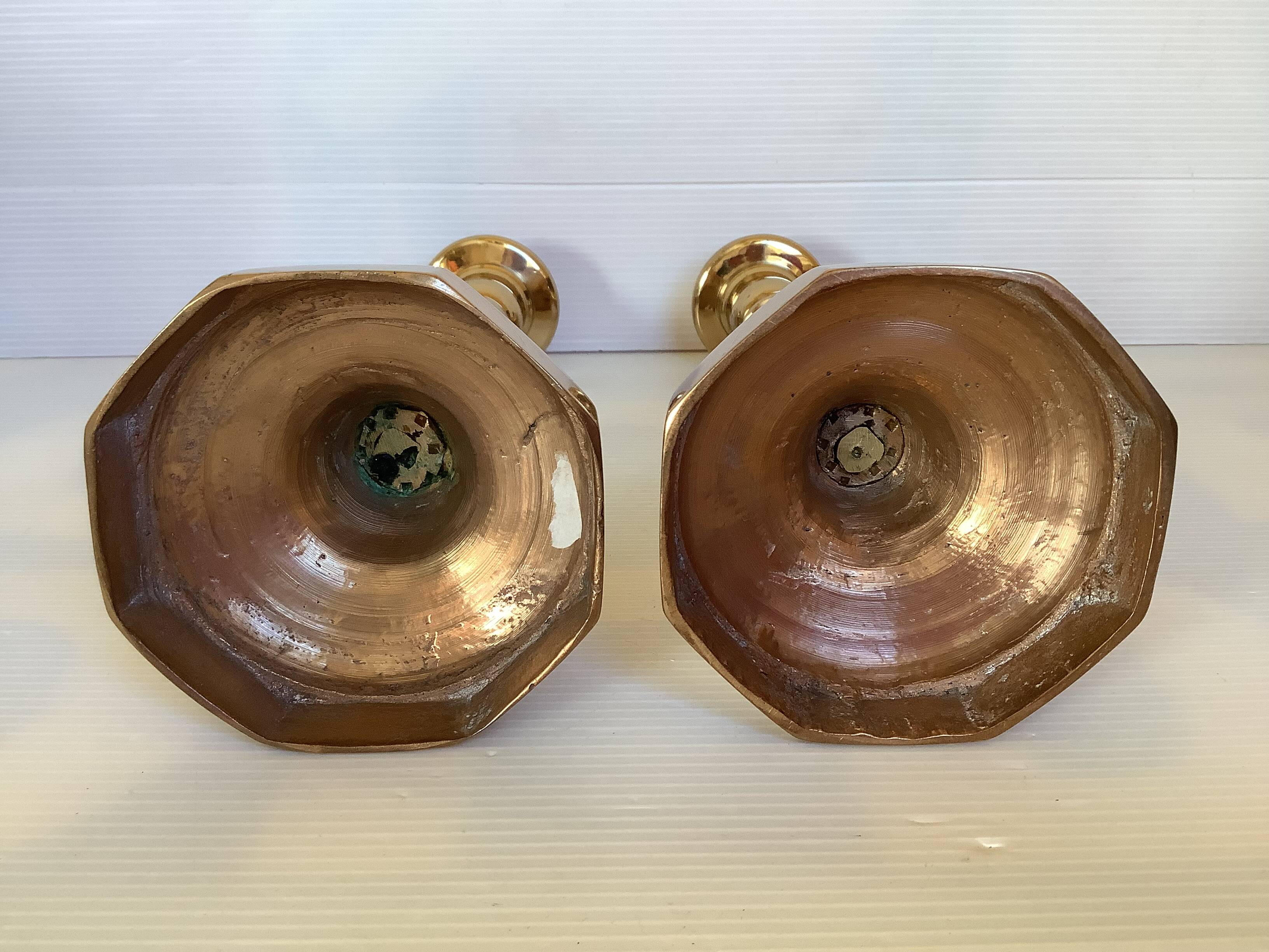 Pair of large brass candlesticks