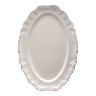 Oval ivory dish with gadroons, signed Sarreguemines France.