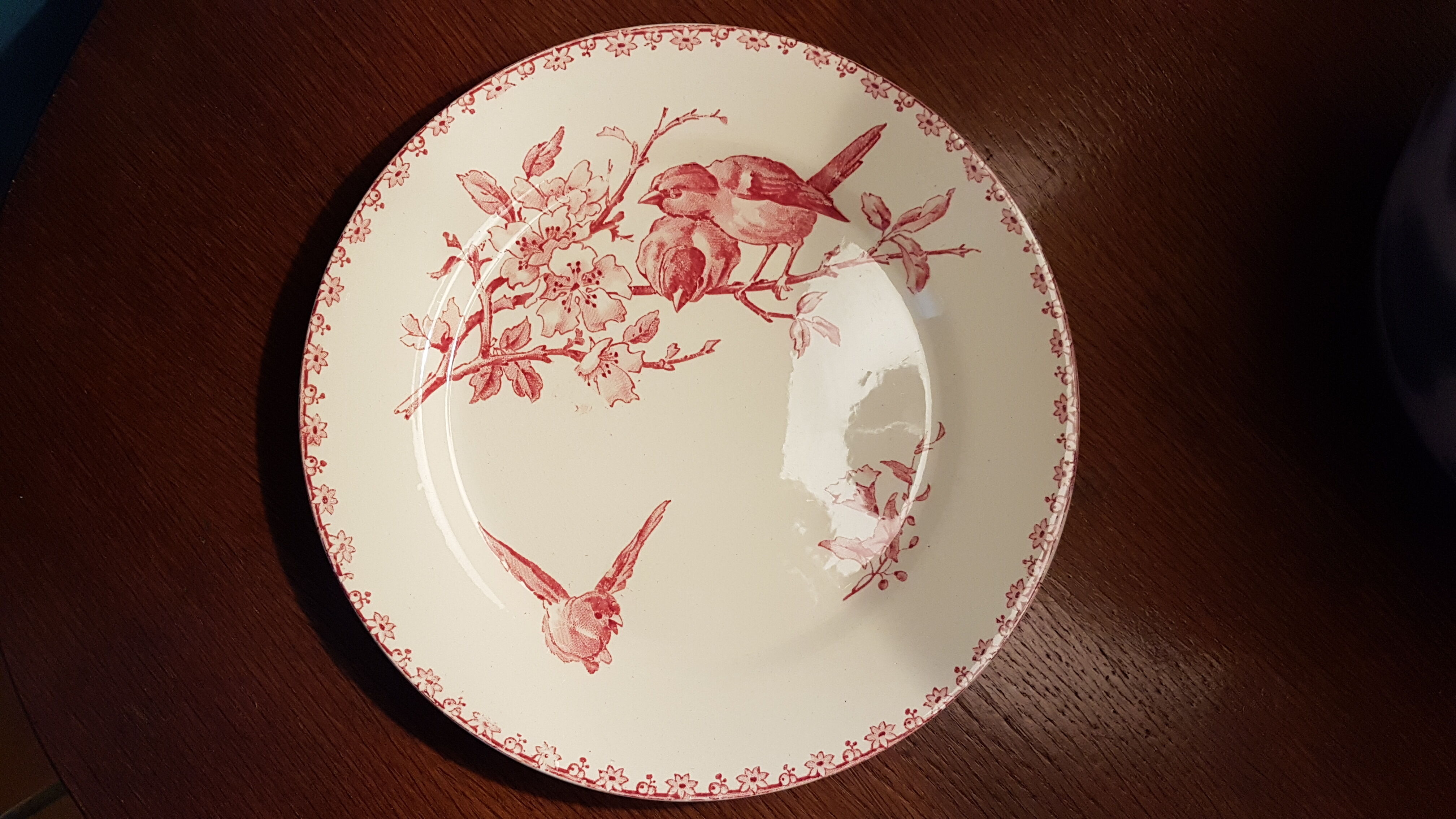 Plate with decoration of flowers and birds