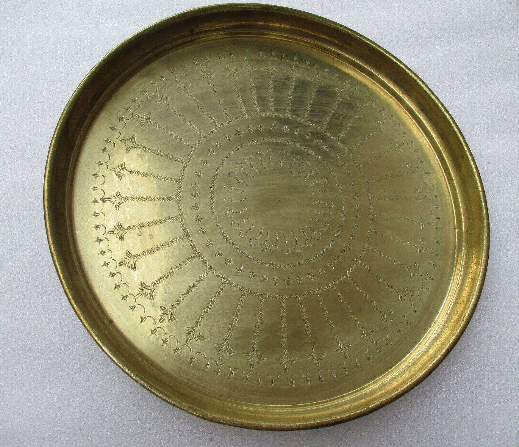 Large chissed brass serving tray