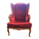 Louis XV style carved wooden shepherdess chair. Red velvet