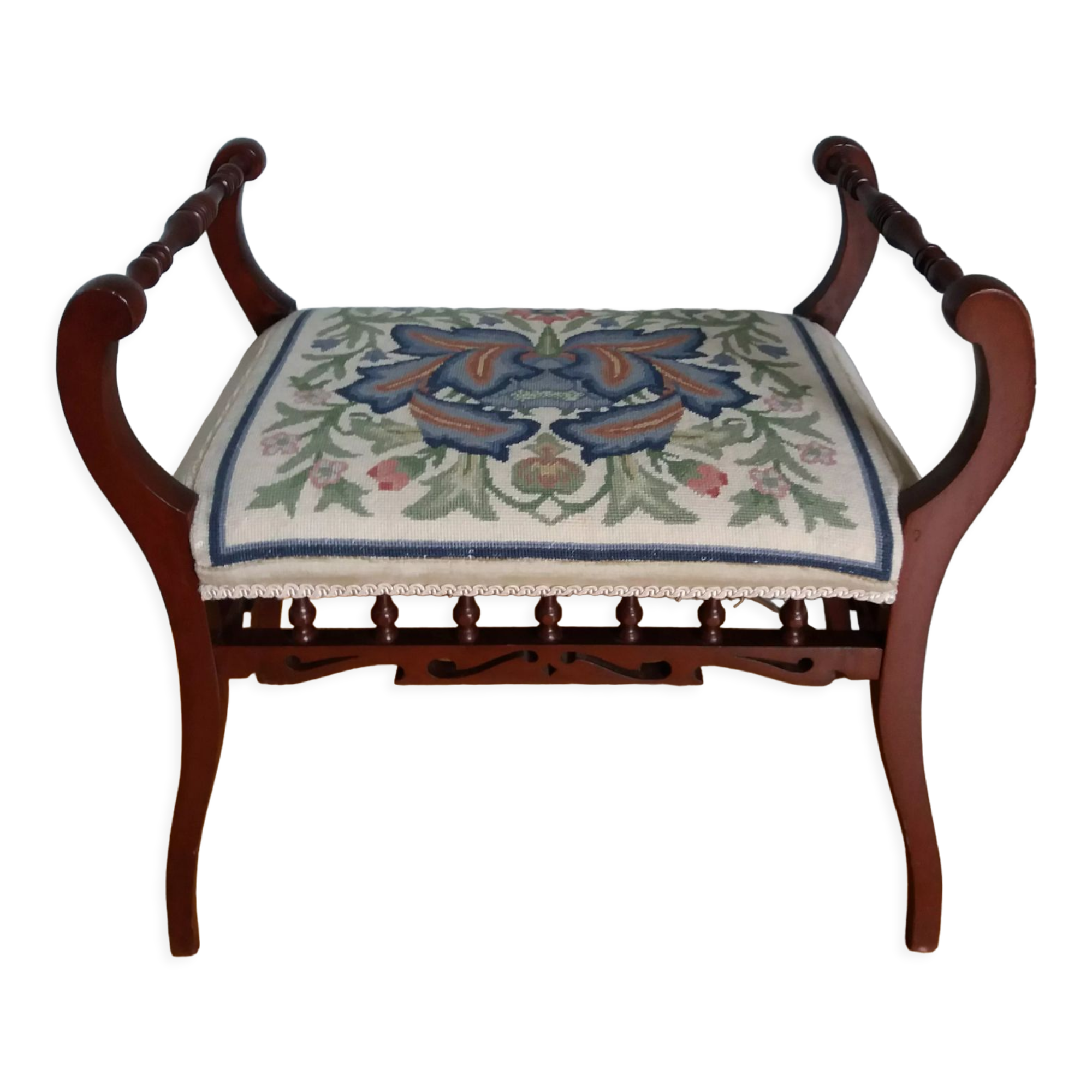 Piano bench stool upholstered canvas end of bed