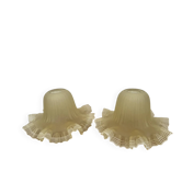 Ancienne Paire Tulipes Verre Dépoli Ancien Liseré Abat Jour Suspension
