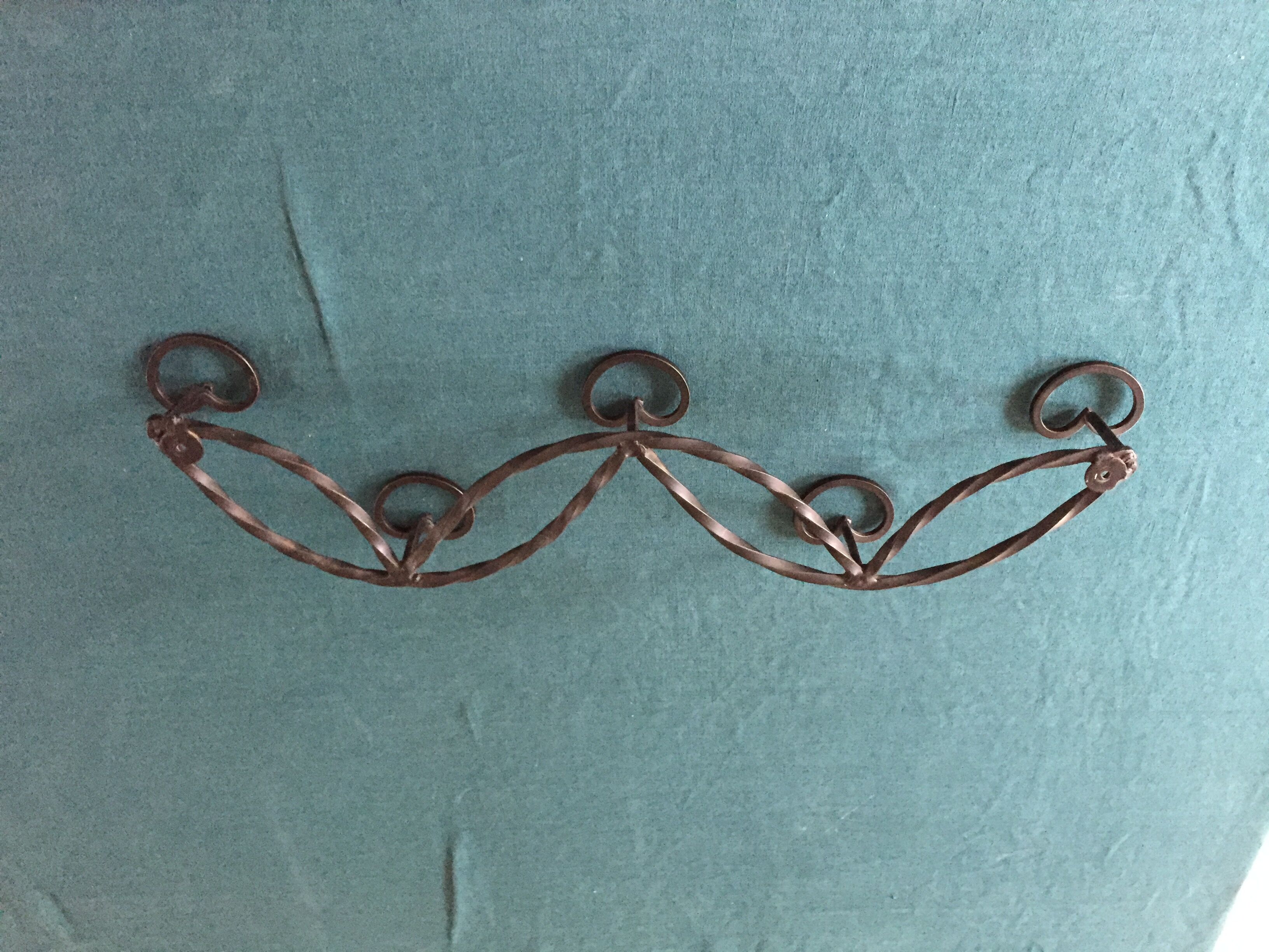 Vintage wrought iron coat/patère with 5 hooks