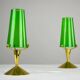 Pair of Brass & Green Glass Candleholders — Gunnar Ander for Ystad-Metall, Sweden, 1960s
