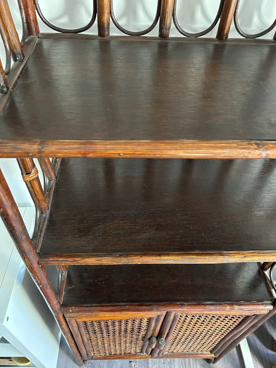 Rattan shelf / bookcase with cabinet