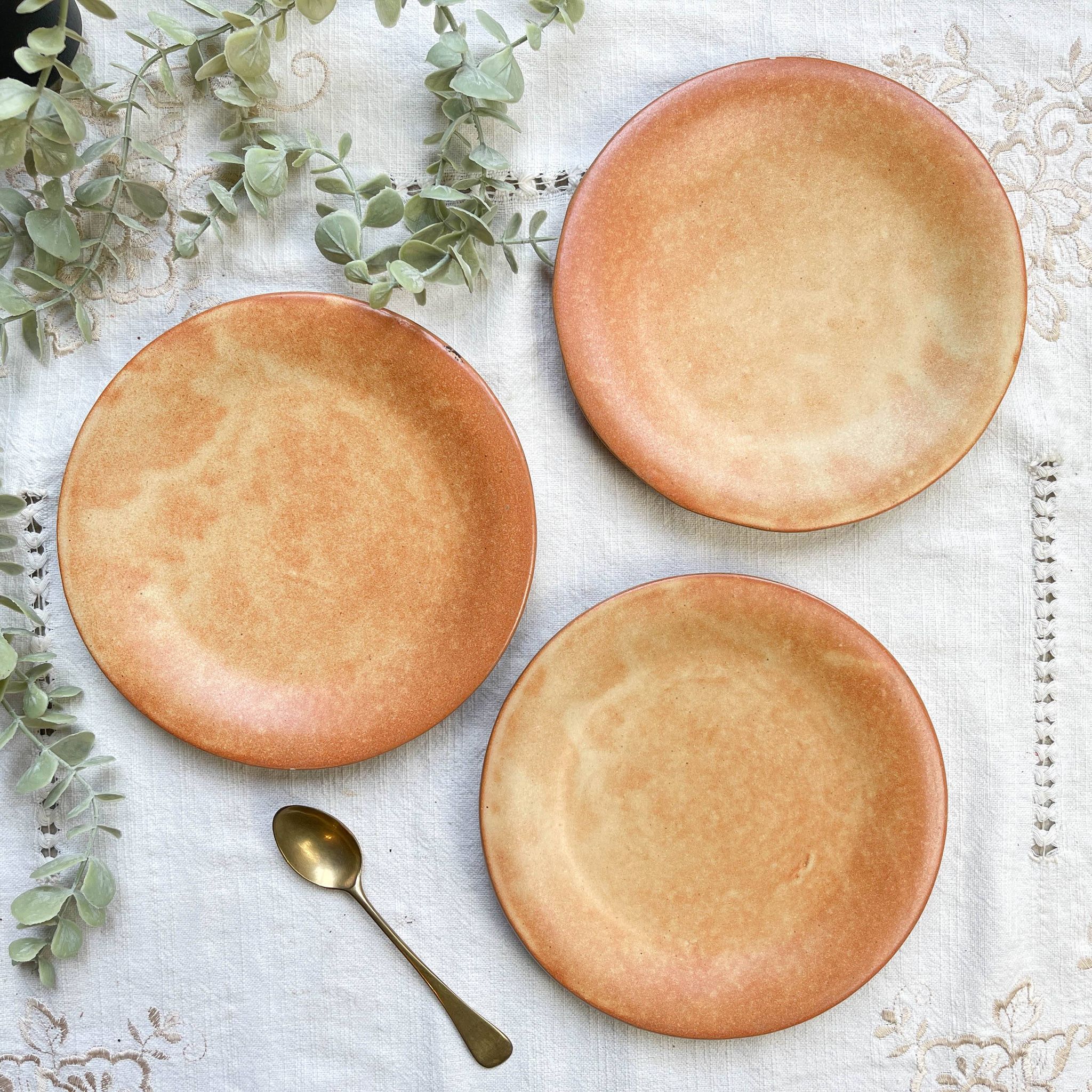 3 Small Vintage Stoneware Plates Vallauris