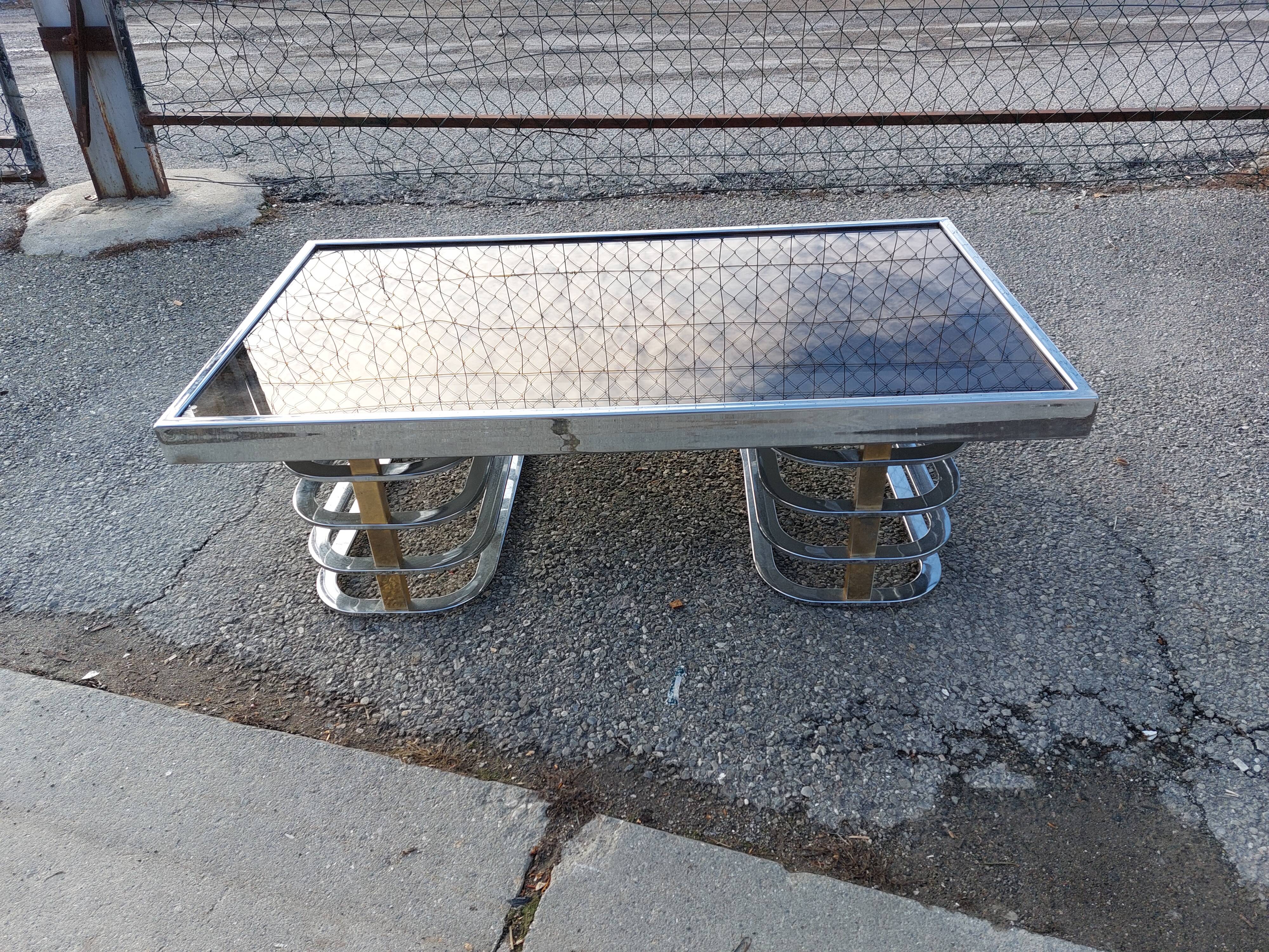 Vintage coffee table with chrome and gold base