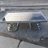 Vintage coffee table with chrome and gold base
