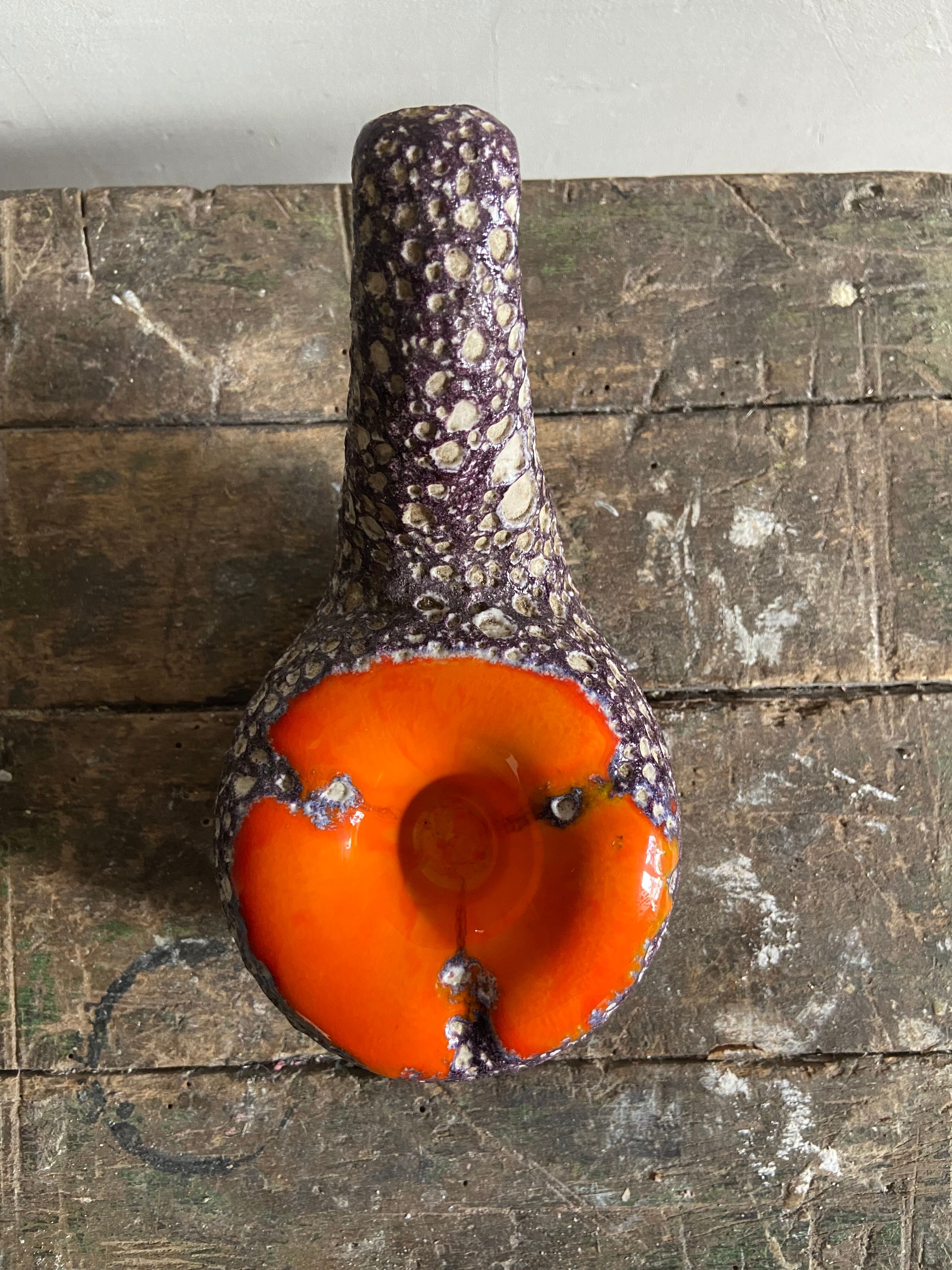 Pipe-shaped ashtray Vallauris fat lava