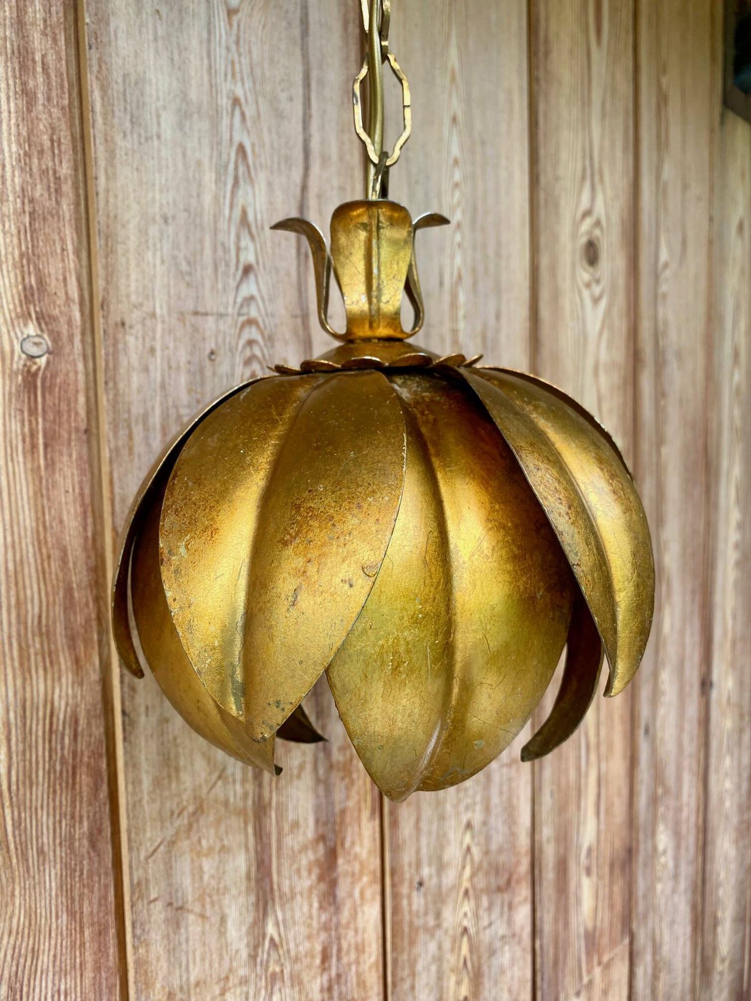 Vintage gold metal flower pendant