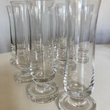 Set of 10 Scandinavian champagne flutes in half crystal sounding 1960