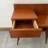 Varnished wooden bedside table