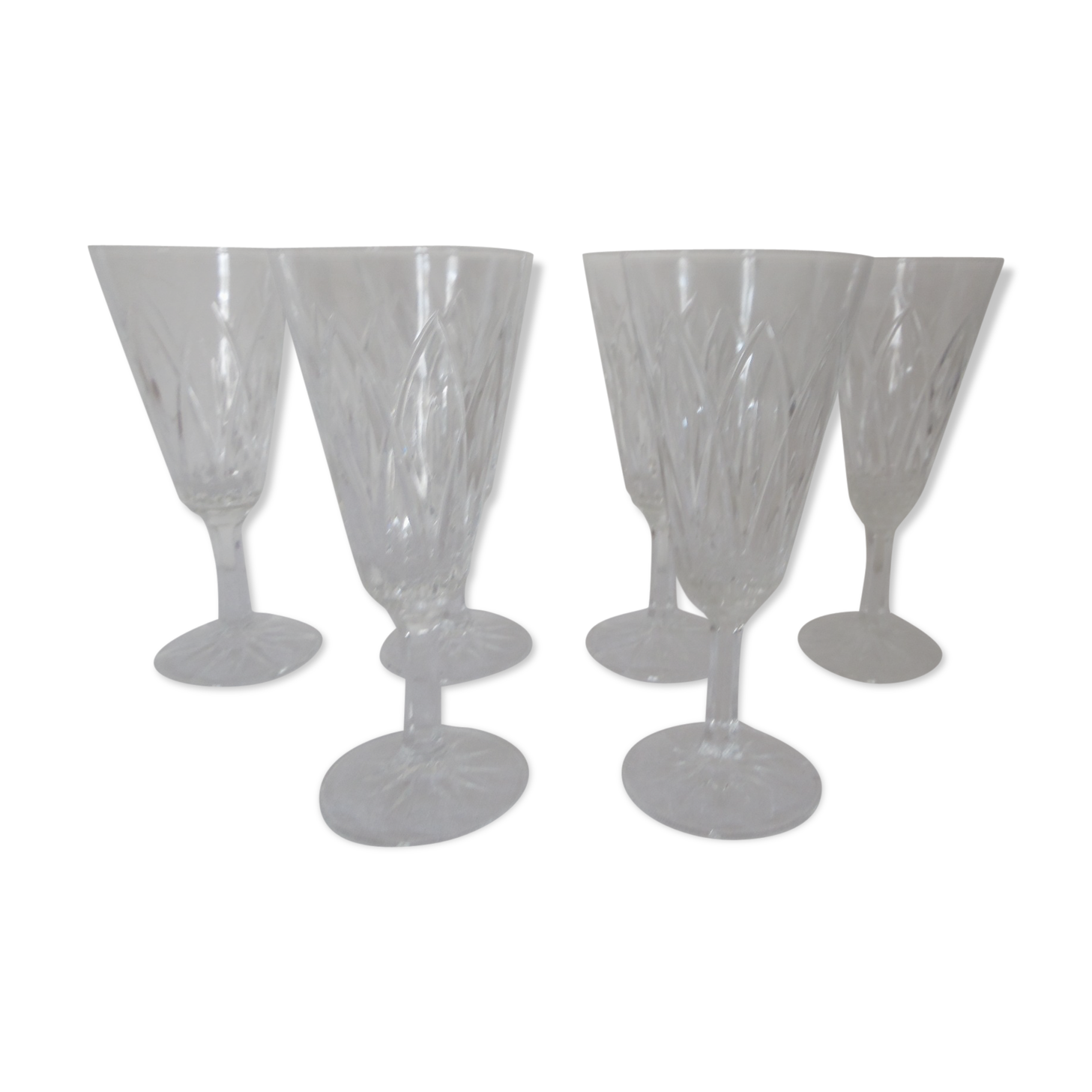 Ensemble de 6 coupes a champagne verre taillé transparent