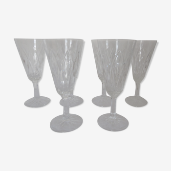 Ensemble de 6 coupes a champagne verre taillé transparent