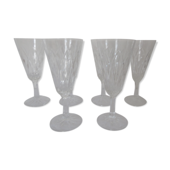 Ensemble de 6 coupes a champagne verre taillé transparent