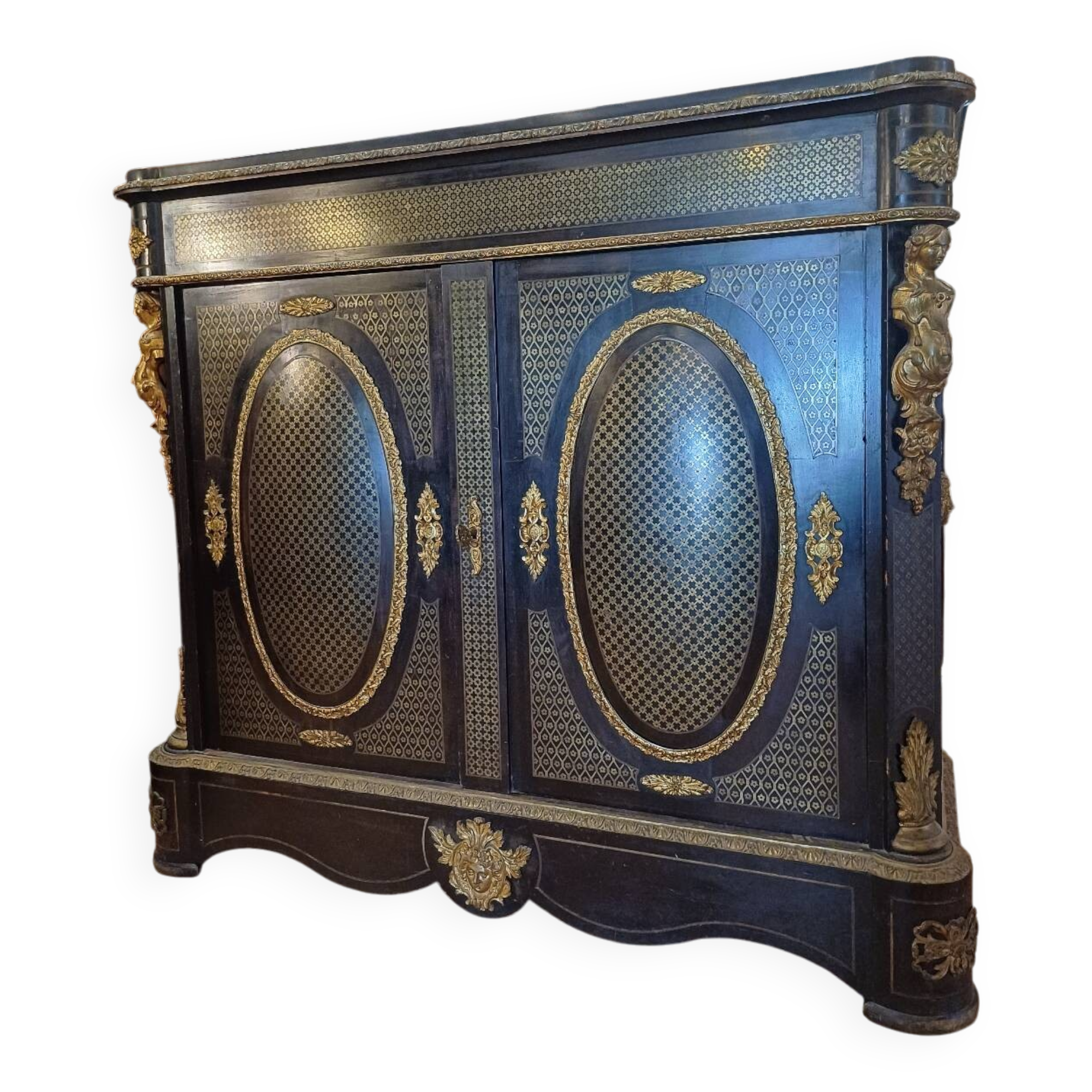 Sideboard, copper marquetry, Napoleon III period. 19th century