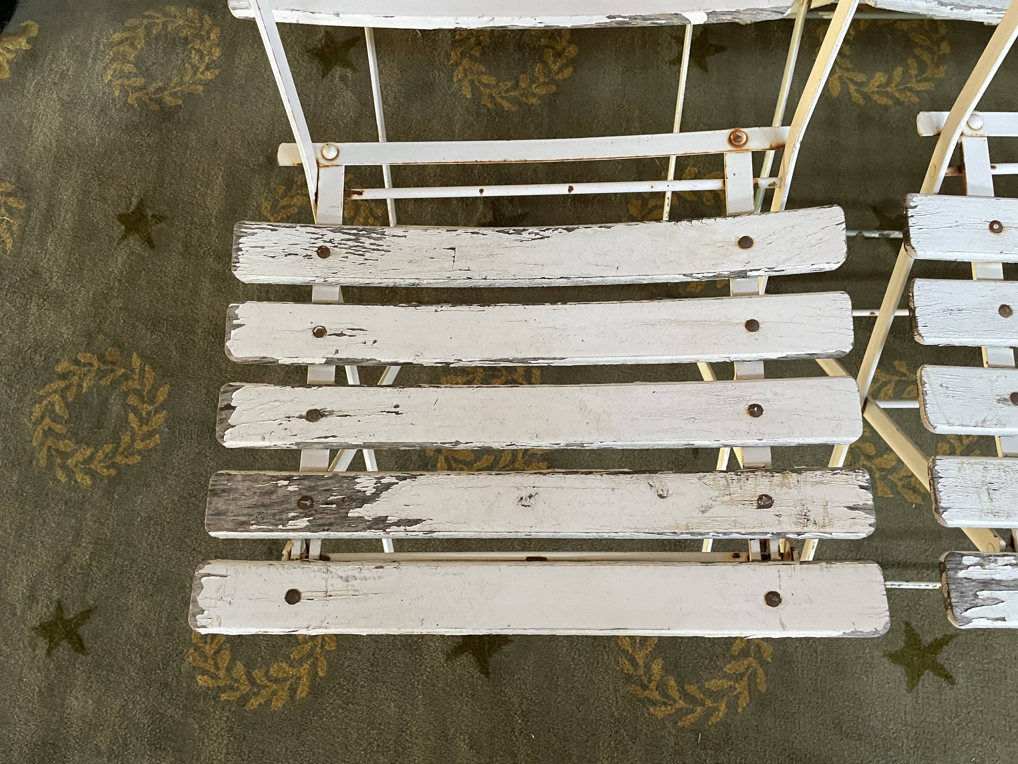 Suite de 6 chaises de jardin pliantes en lattes