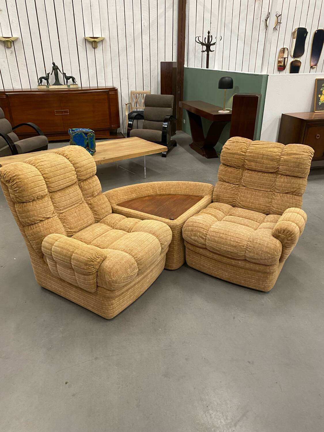 Salon modulable vintage en tissu