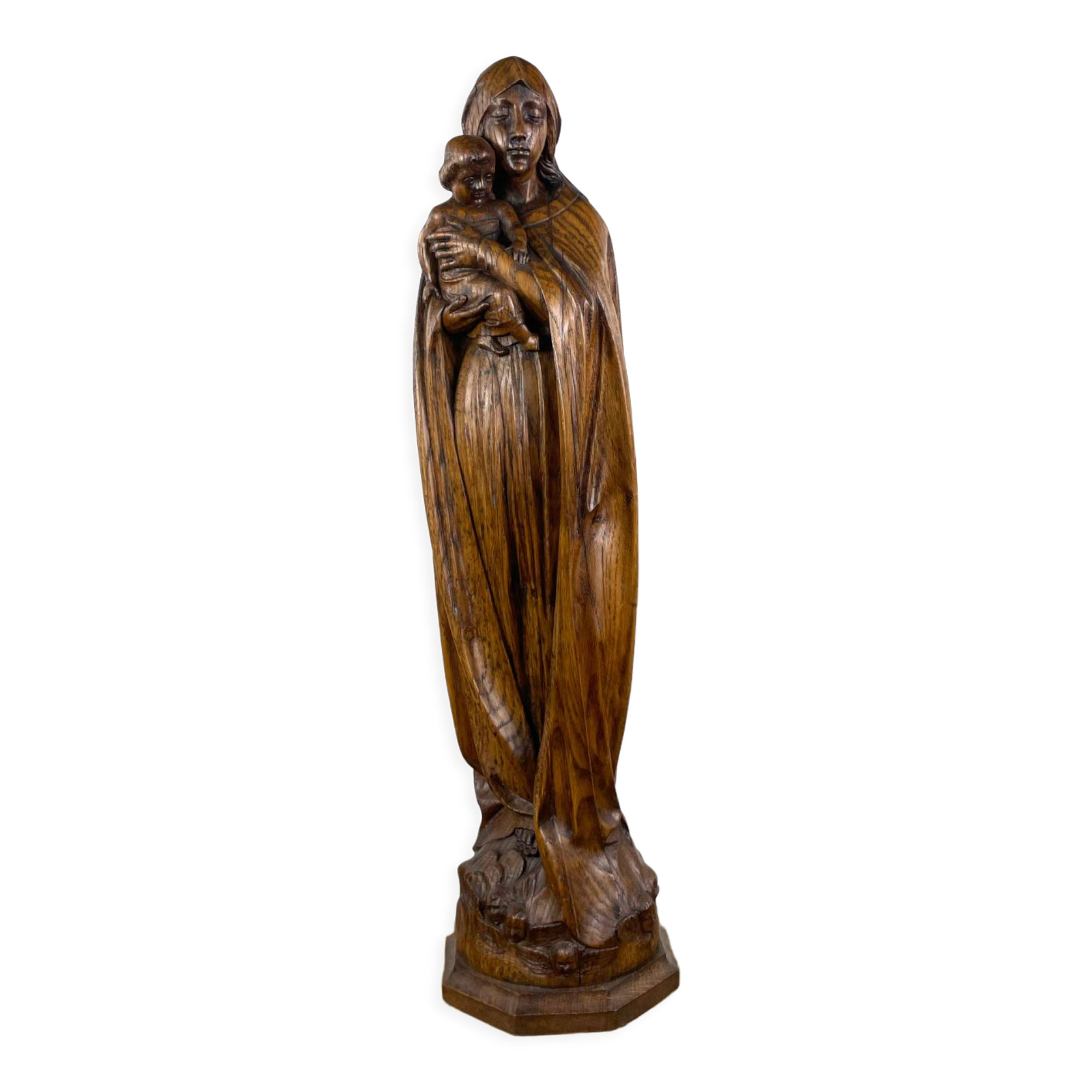 Virgin carved oak wood