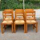 6 chaises brutalistes Maison Regain orme massif paillées années 80