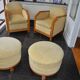 Pair of Art Deco armchairs and poufs