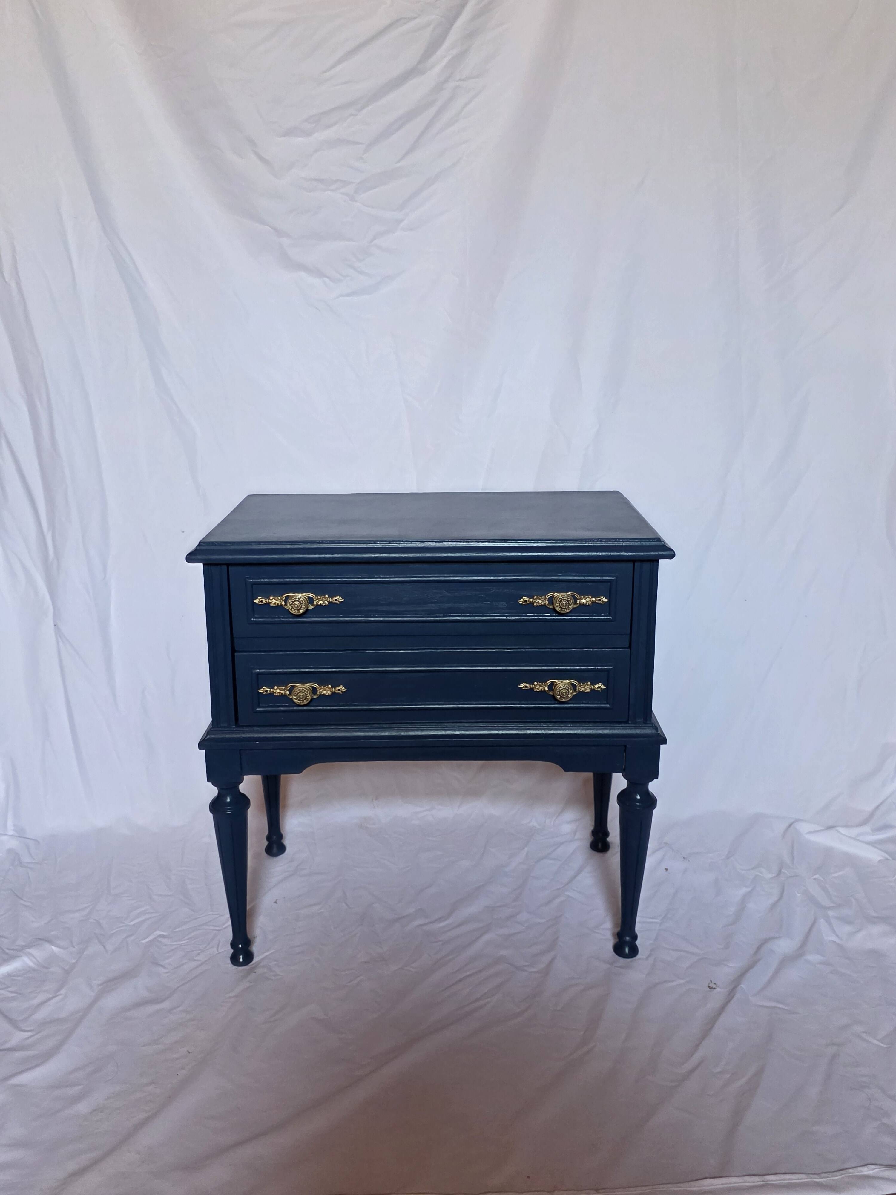 Pair of restored vintage bedside tables in Louis XVI style.