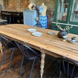 Large raw wood dining table