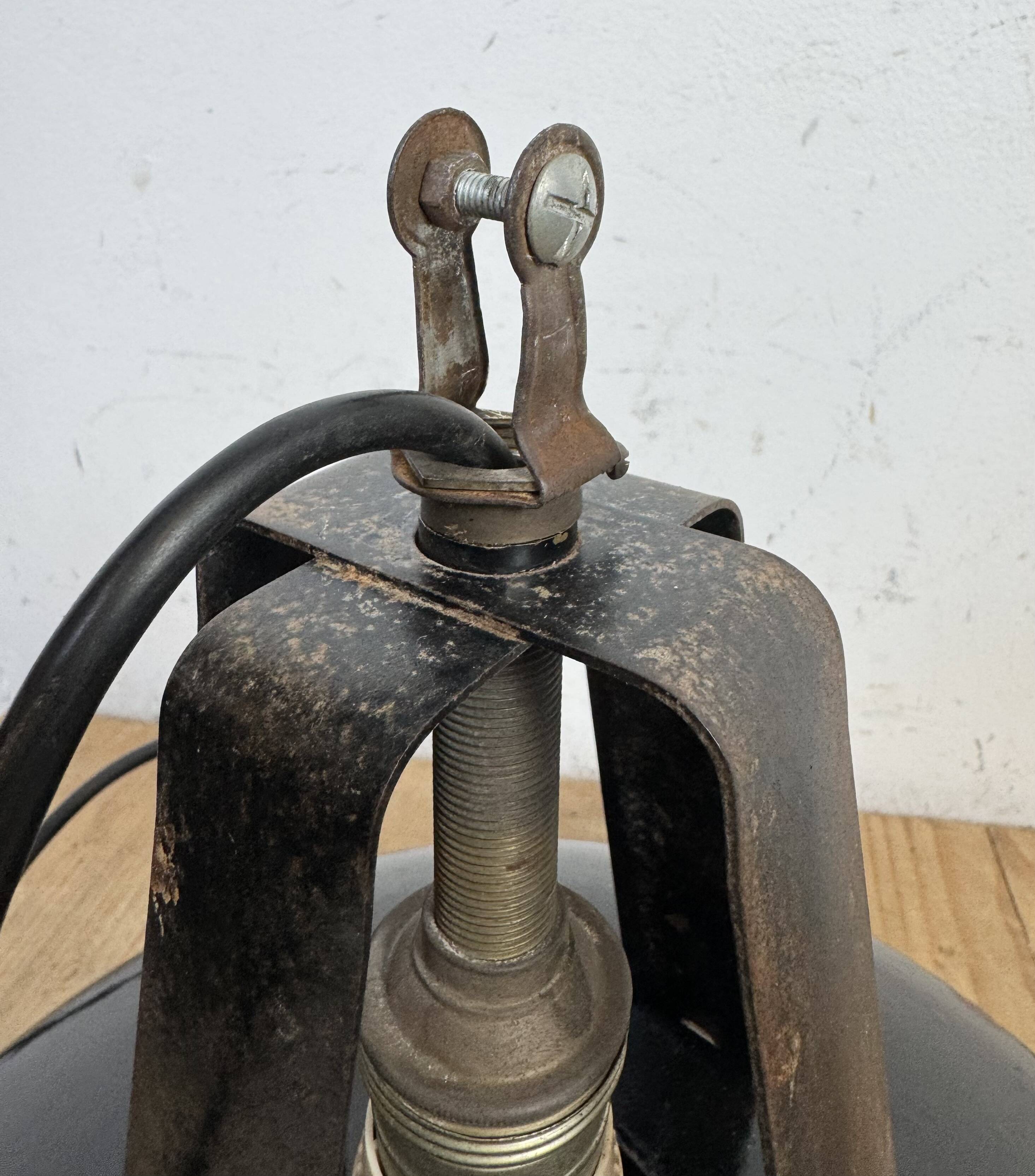 Industrial french black enamel pendant lamp from mazda, 1960s