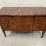 Louis XVI chest of drawers in wood veneer marquetry, 20th century
