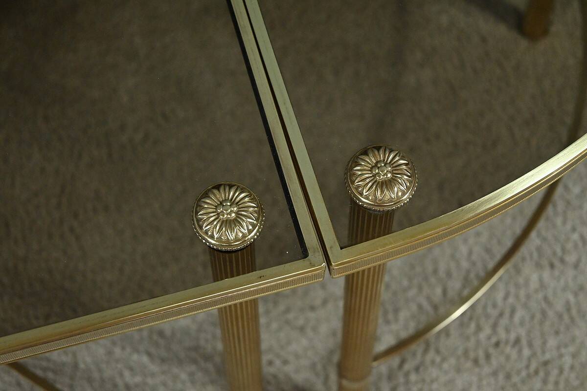 Tripartite Glass Coffee Table, Maison Baguès style – 1950