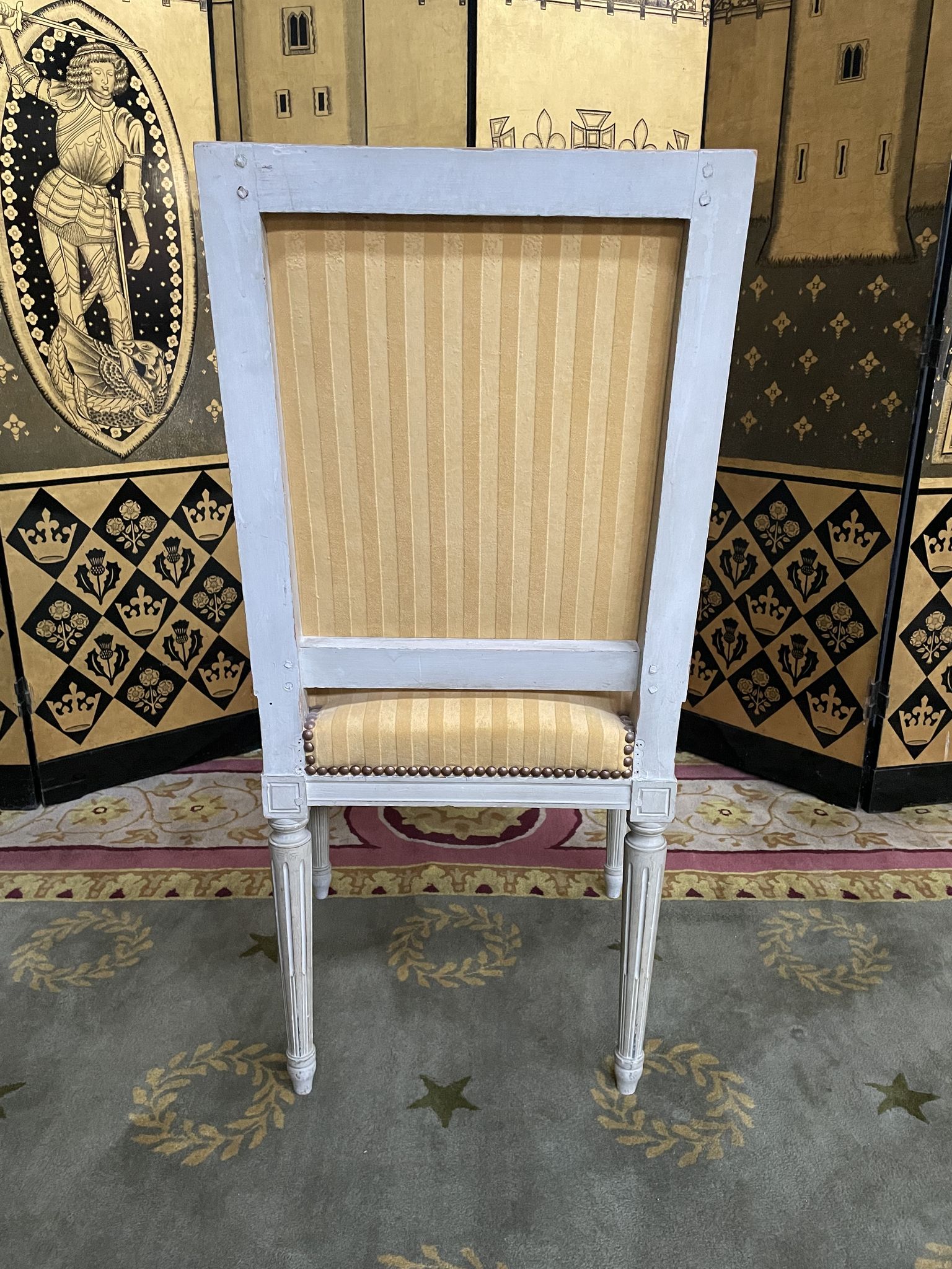 Suite of 6 louis XVI style chairs yellow velvet