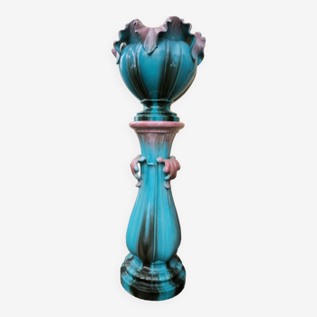 Vase and its ceramic pedestal by Delfin MASSIER circa 1890