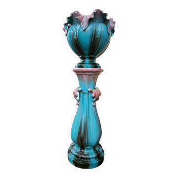 Vase et son piédestal en céramique de Delfin MASSIER vers 1890