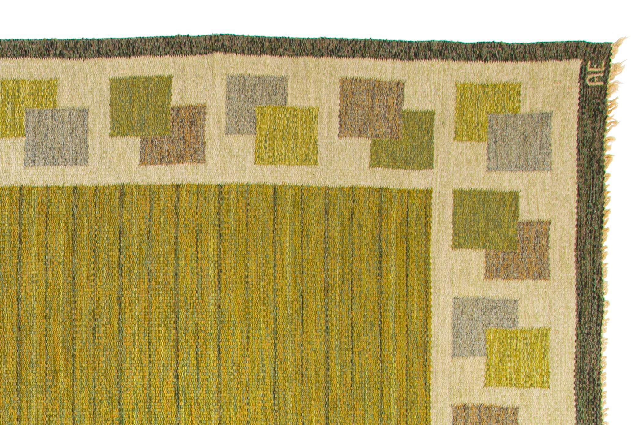 Scandinavian mid-century rug, signed. 300 cm X 195 cm (118.11 x 76.77 in)