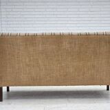 1950s, Danish 2-seater sofa, beige furniture wool fabric, beech wood legs.