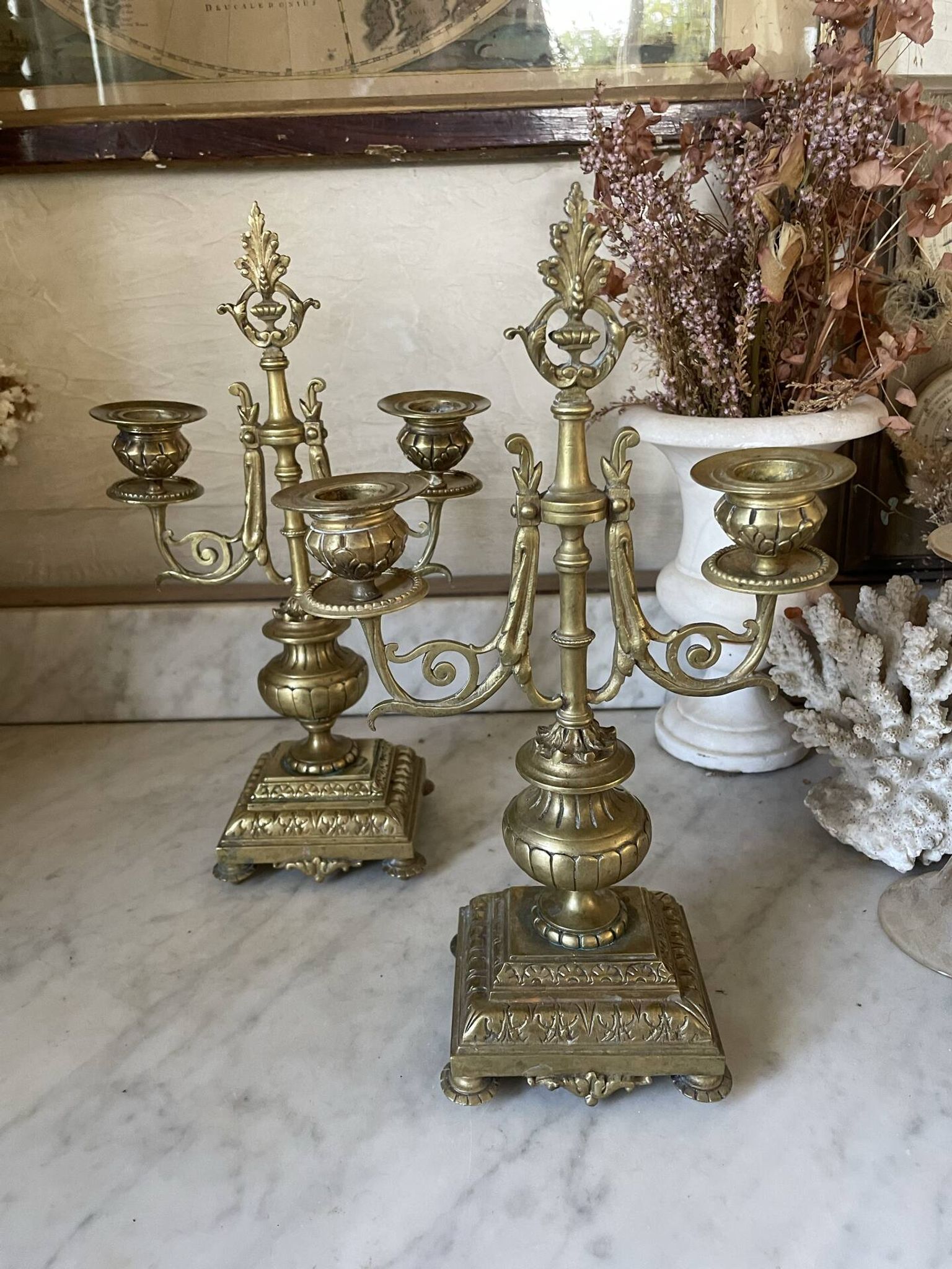 Pair of gilded bronze candlesticks in the Napoleon III style.
