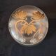 Art nouveau satin glass candy dish with enamel painted floral decor