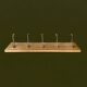 Vintage solid wood wall coat rack - 5 chrome-plated cast aluminum hooks
