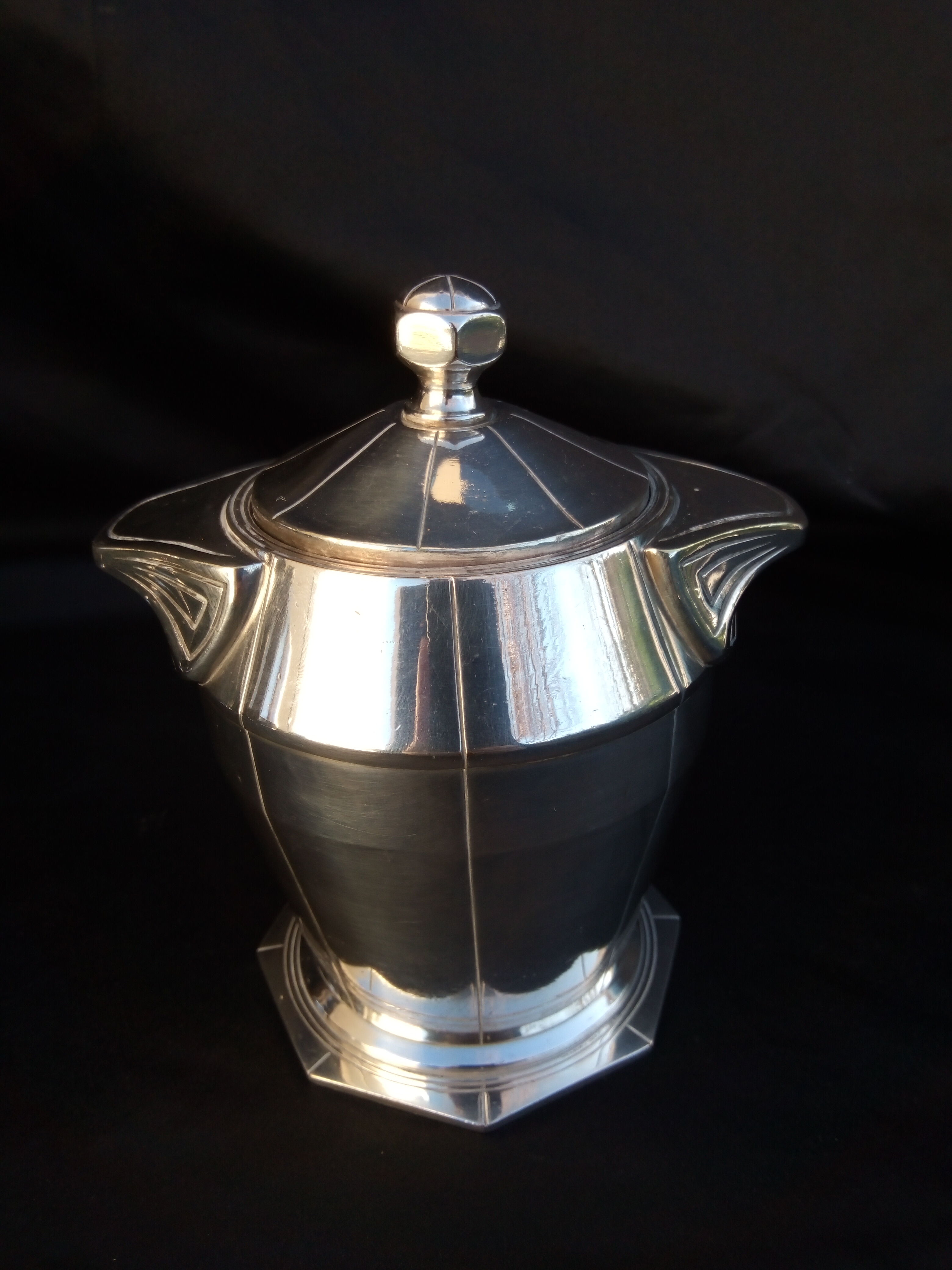 Coffee service, art tea in art deco silver metal