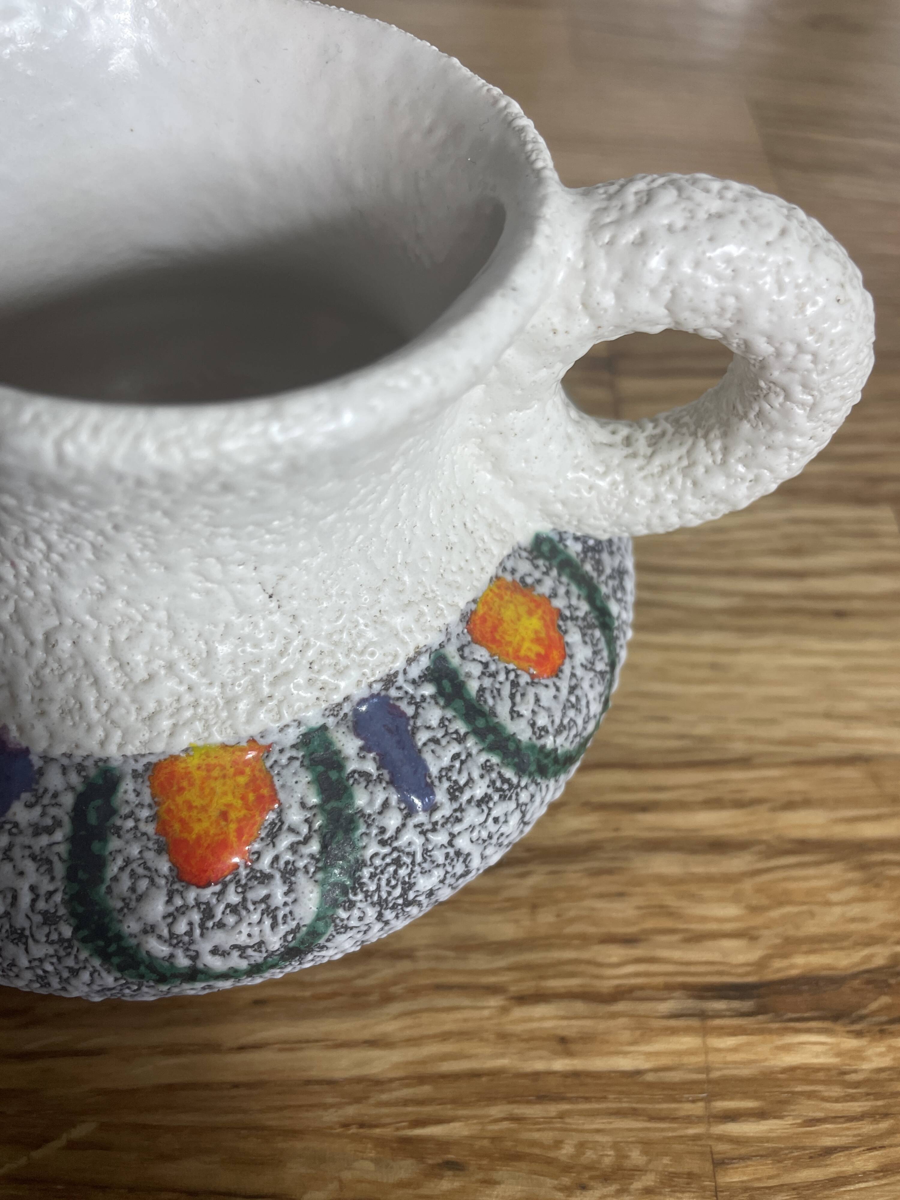 Vintage white and multicolor Italian pitcher Roberto Rigon 1970s