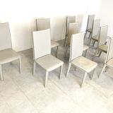 Set of 10 vintage leather dining chairs, 1980s