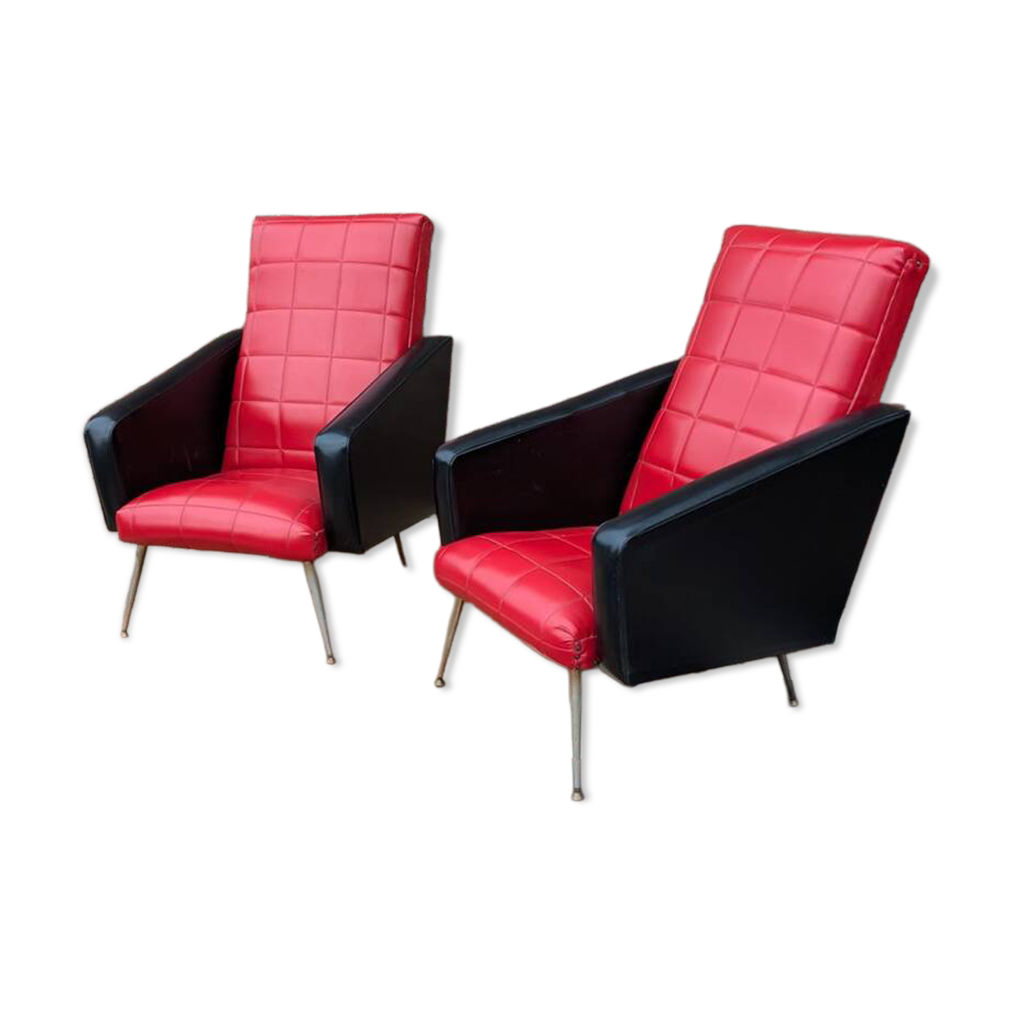 Pair of Armchairs in Faux Leather