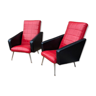 Pair of Armchairs in Faux Leather