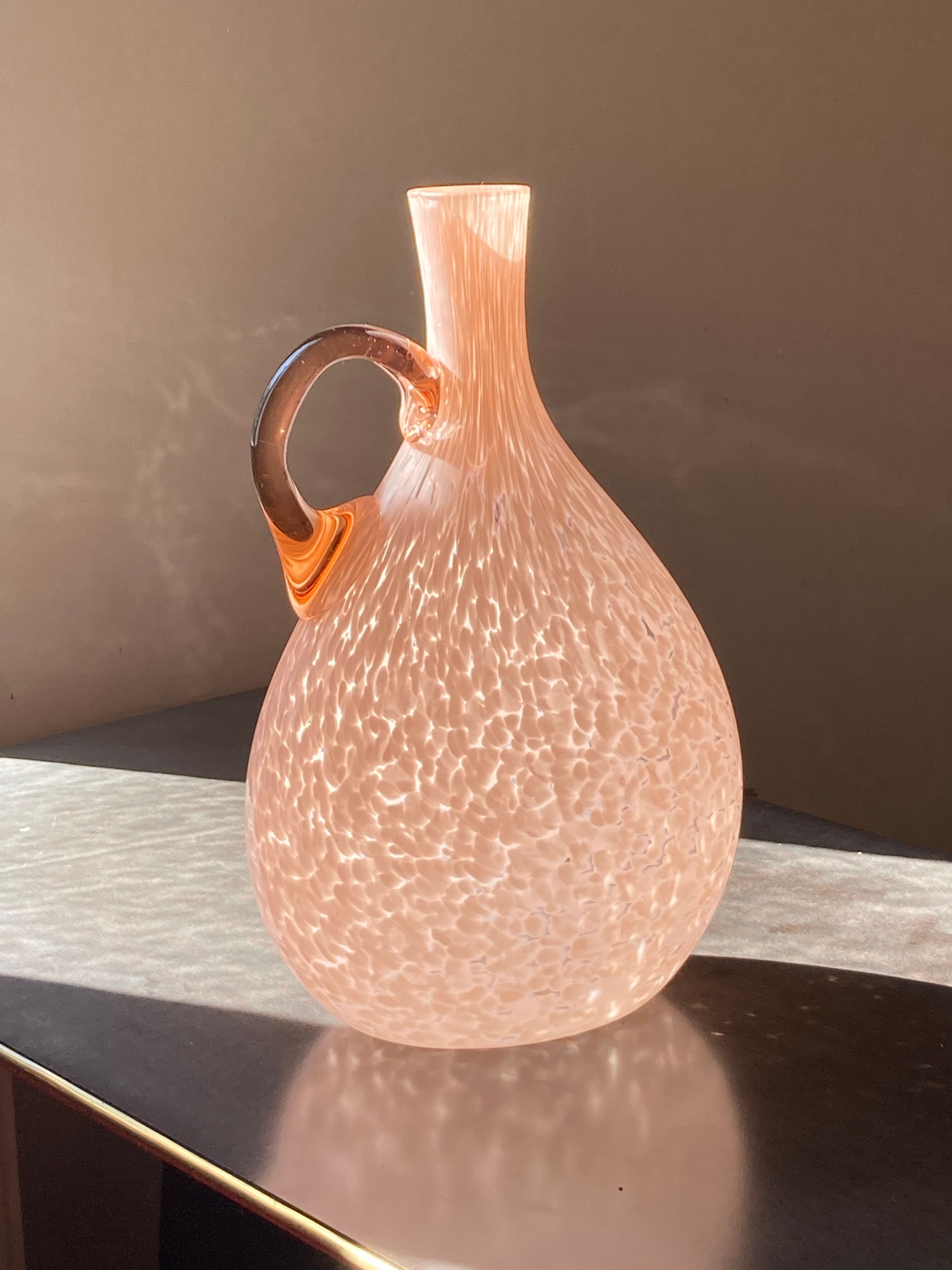Speckled pink glass vase